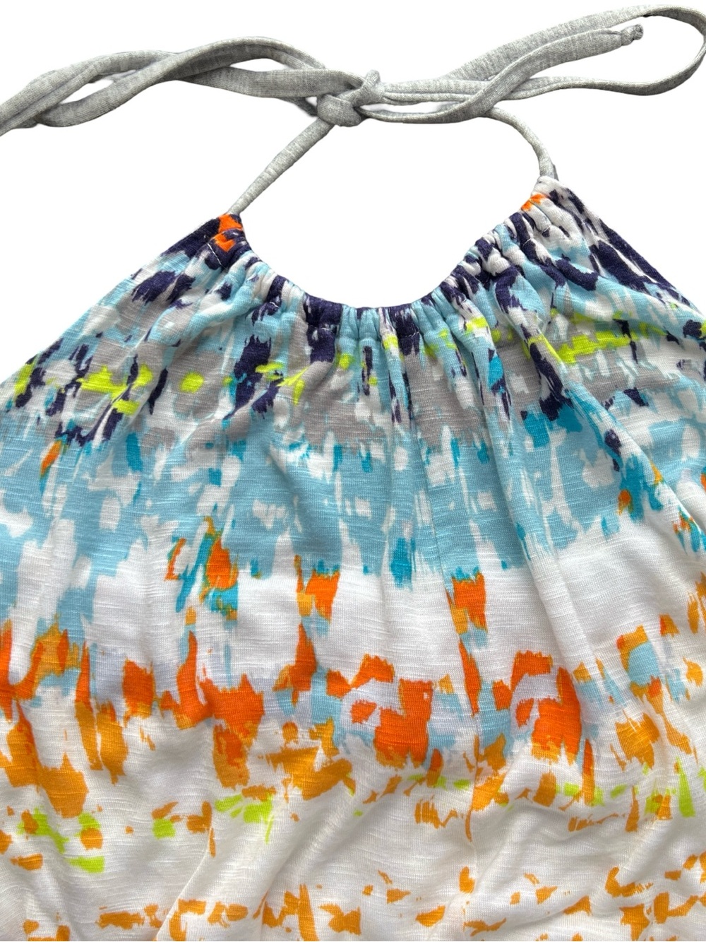 Michael Star Colorful Abstract Print Halter Top Dress- Orange, Blue, Teal